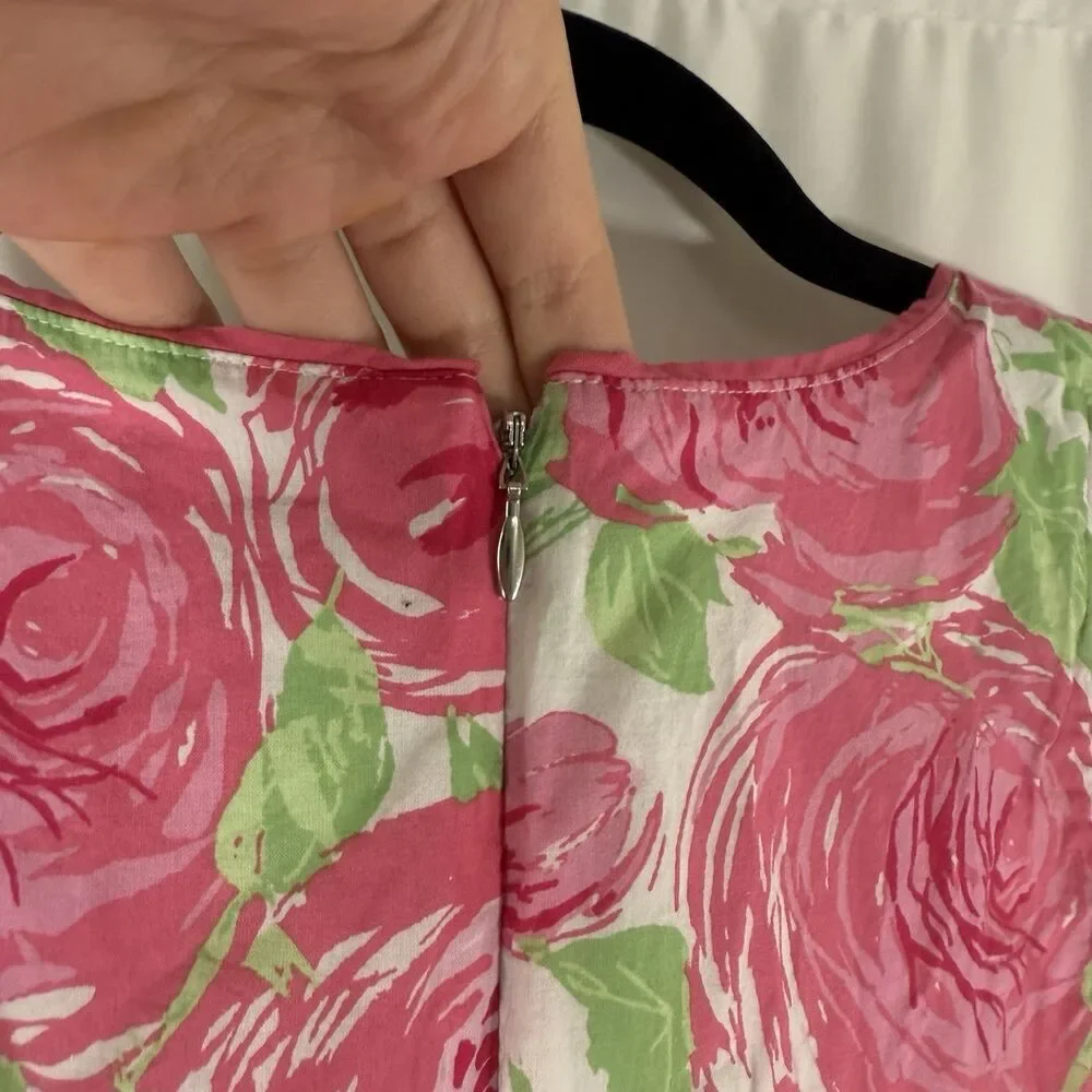 Gap Kids Dress Girls XXL Pink Floral Sleeveless Zip Back Round Neck 100% Cotton
